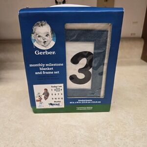 Gerber Monthly Milestone Blanket and Frame Set Dog Animal‎ Theme 44x44 New
